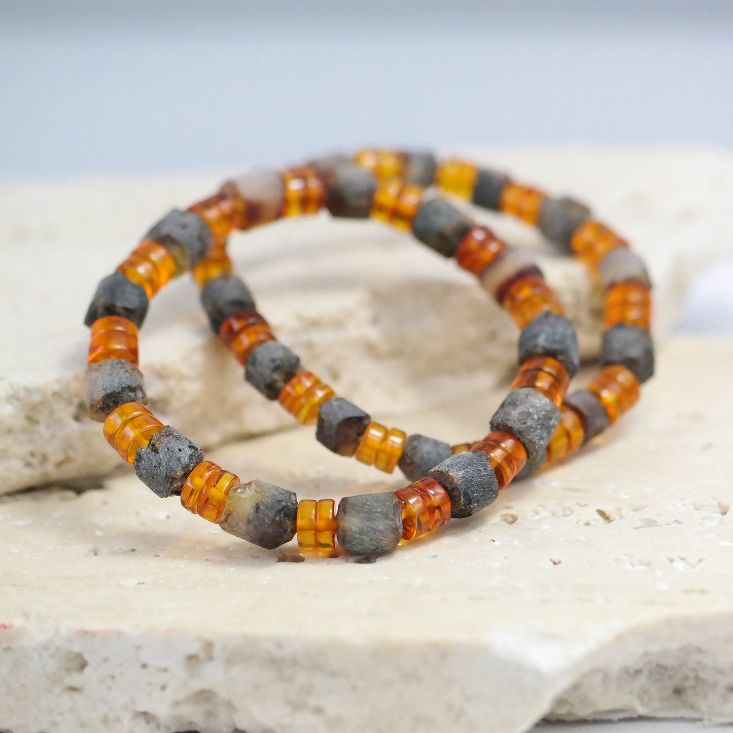Unisex amber bracelet from cognac beads
