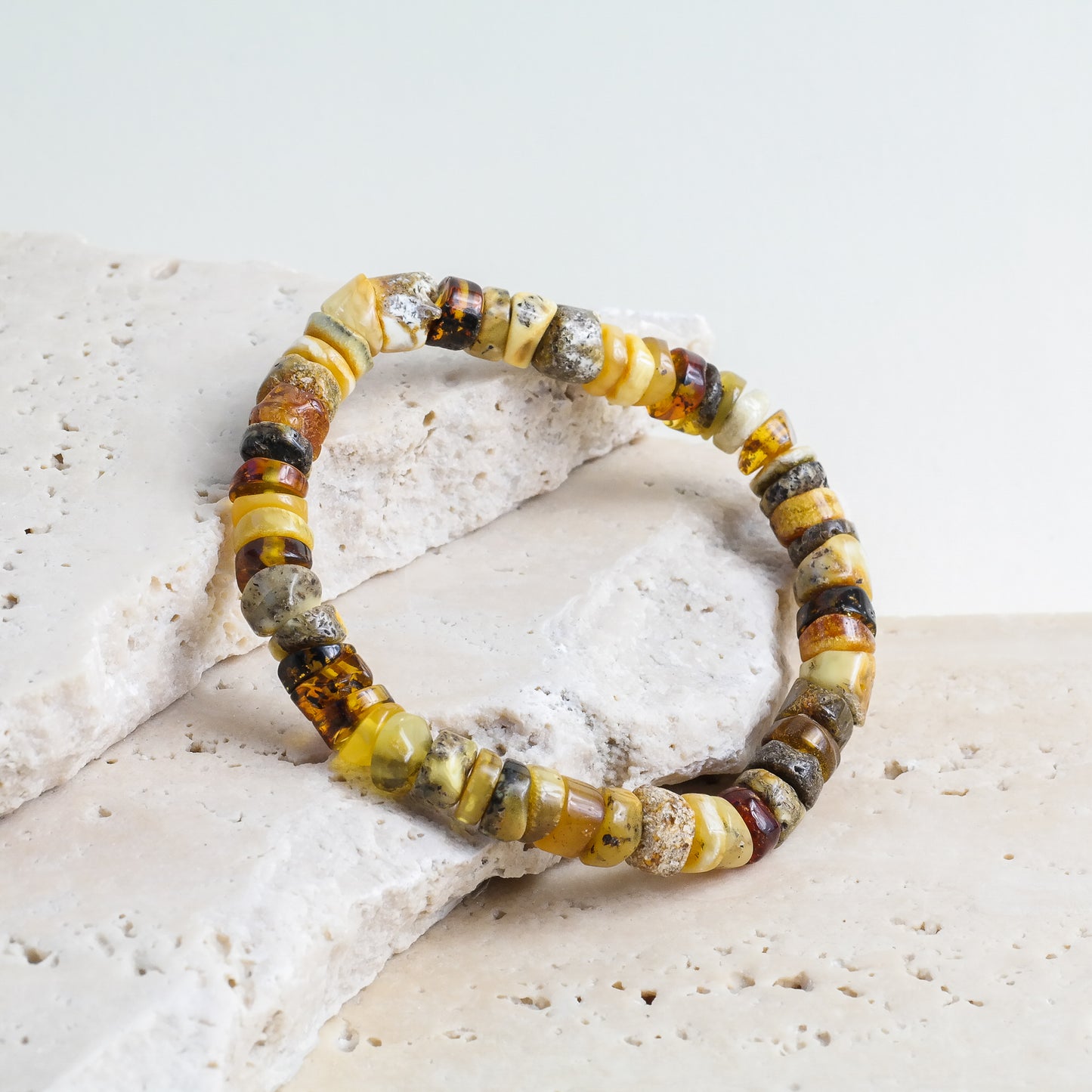 Multicolour natural amber bracelet