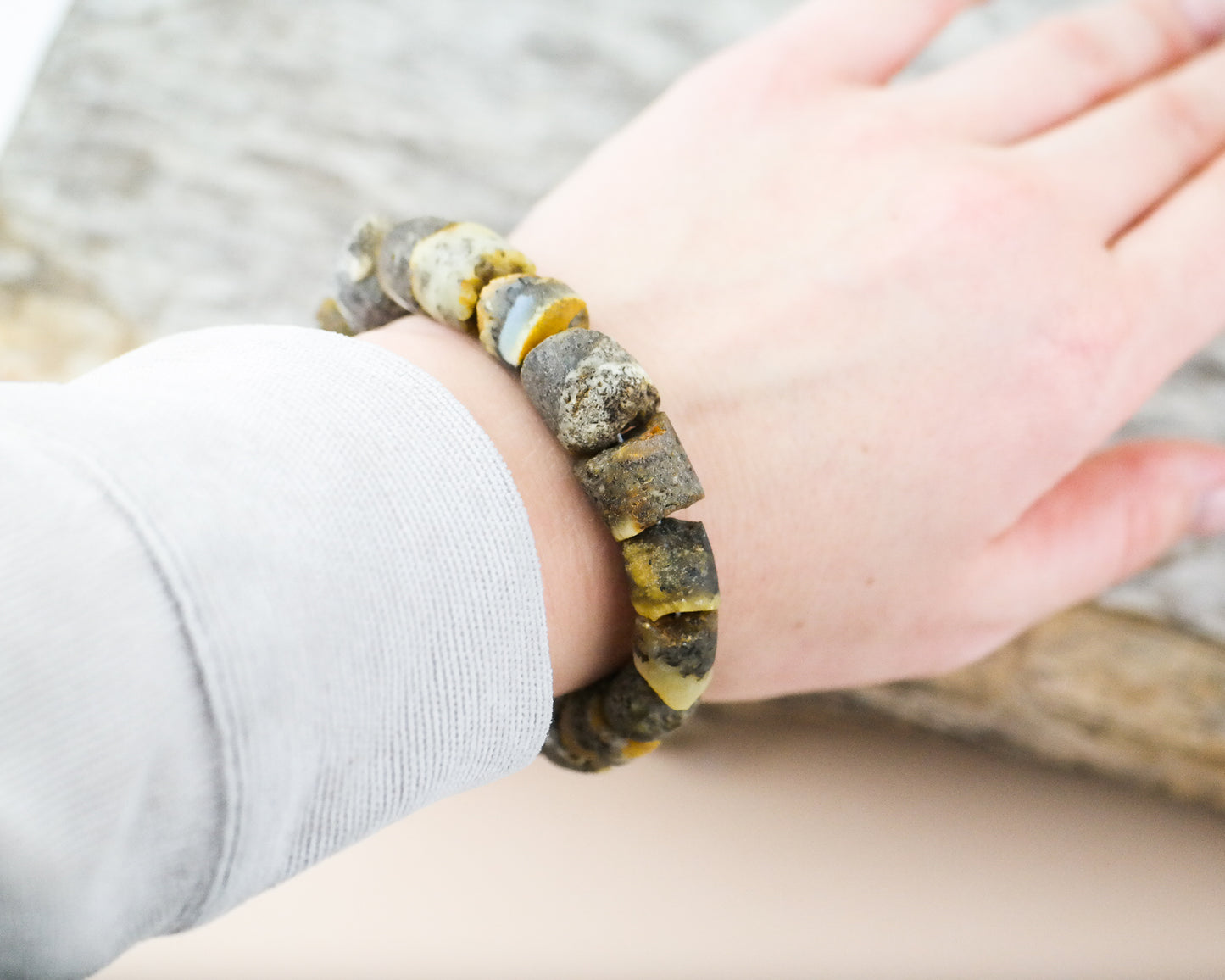 Statement raw amber bracelet for men