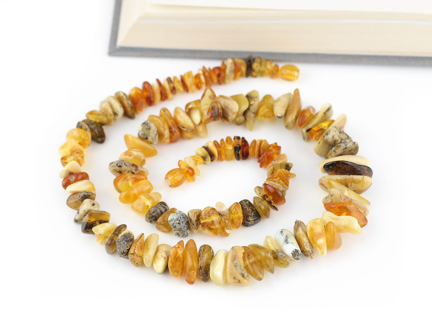 Multicolour natural Baltic amber necklace for men and women