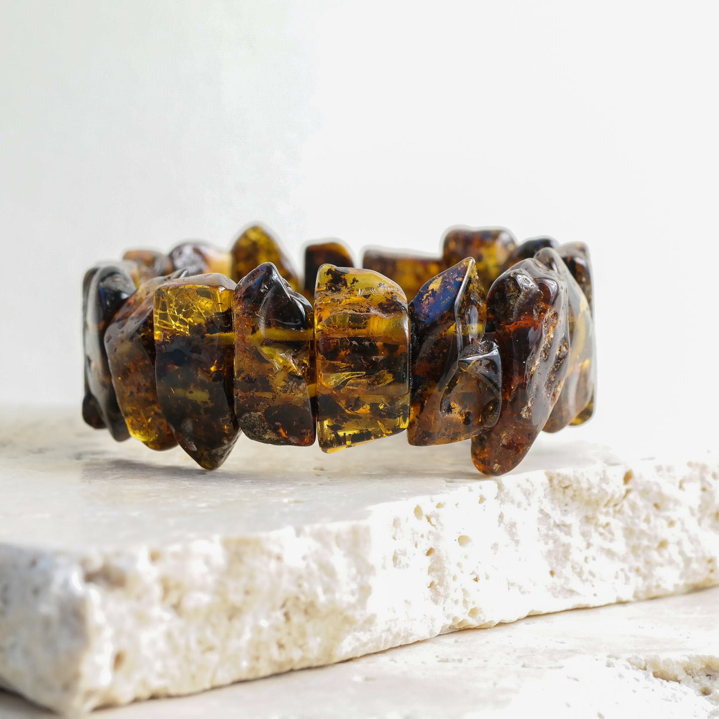 Unique natural green amber bracelet for men and women