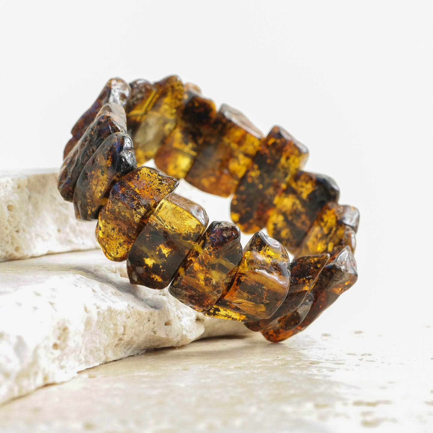 Unique natural green amber bracelet for men and women
