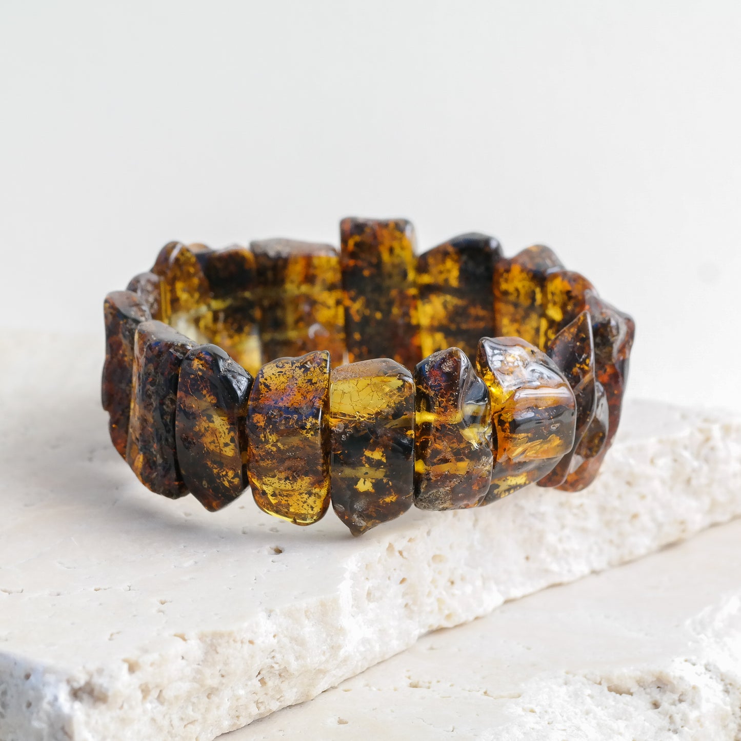 Unique natural green amber bracelet for men and women