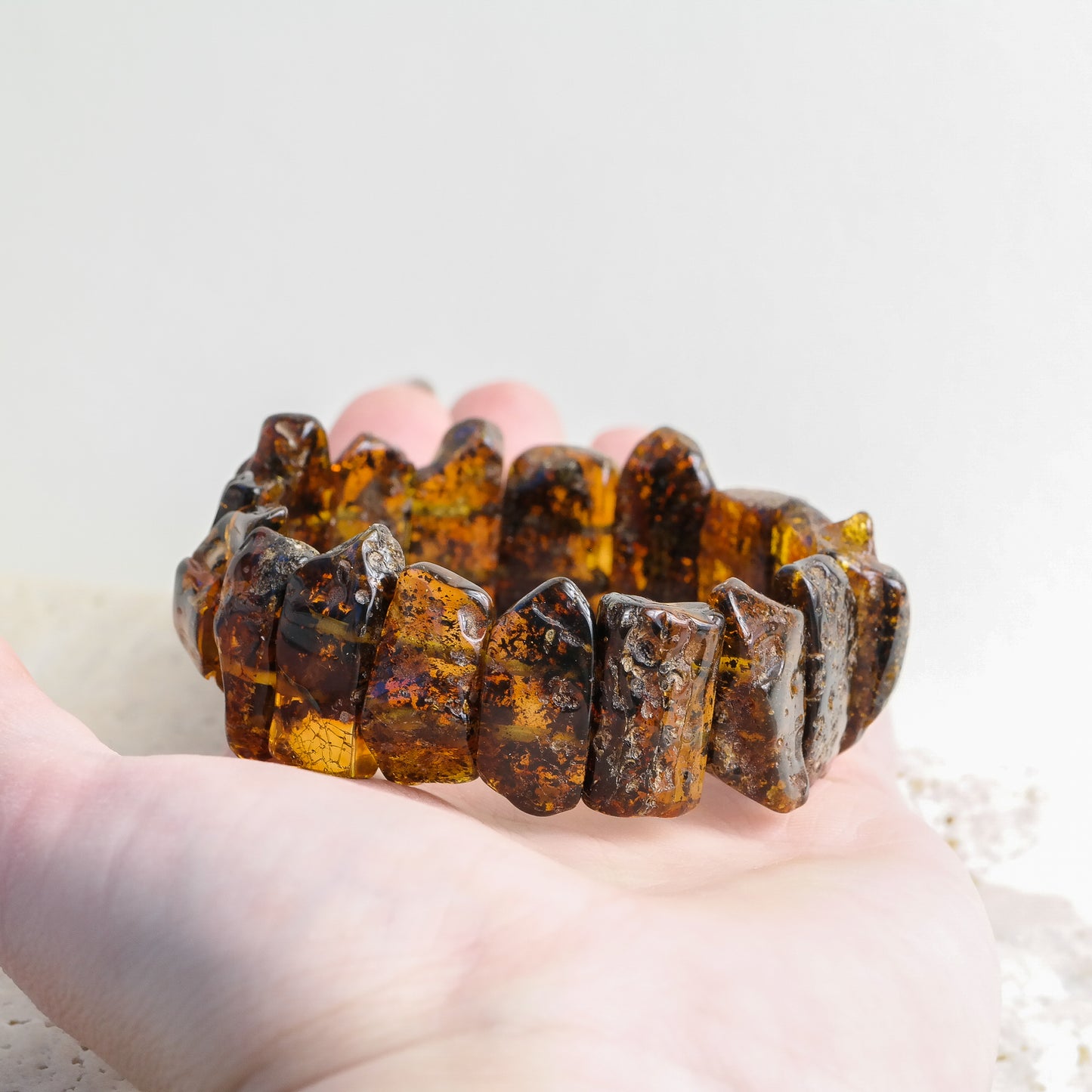 Unique natural green amber bracelet for men and women