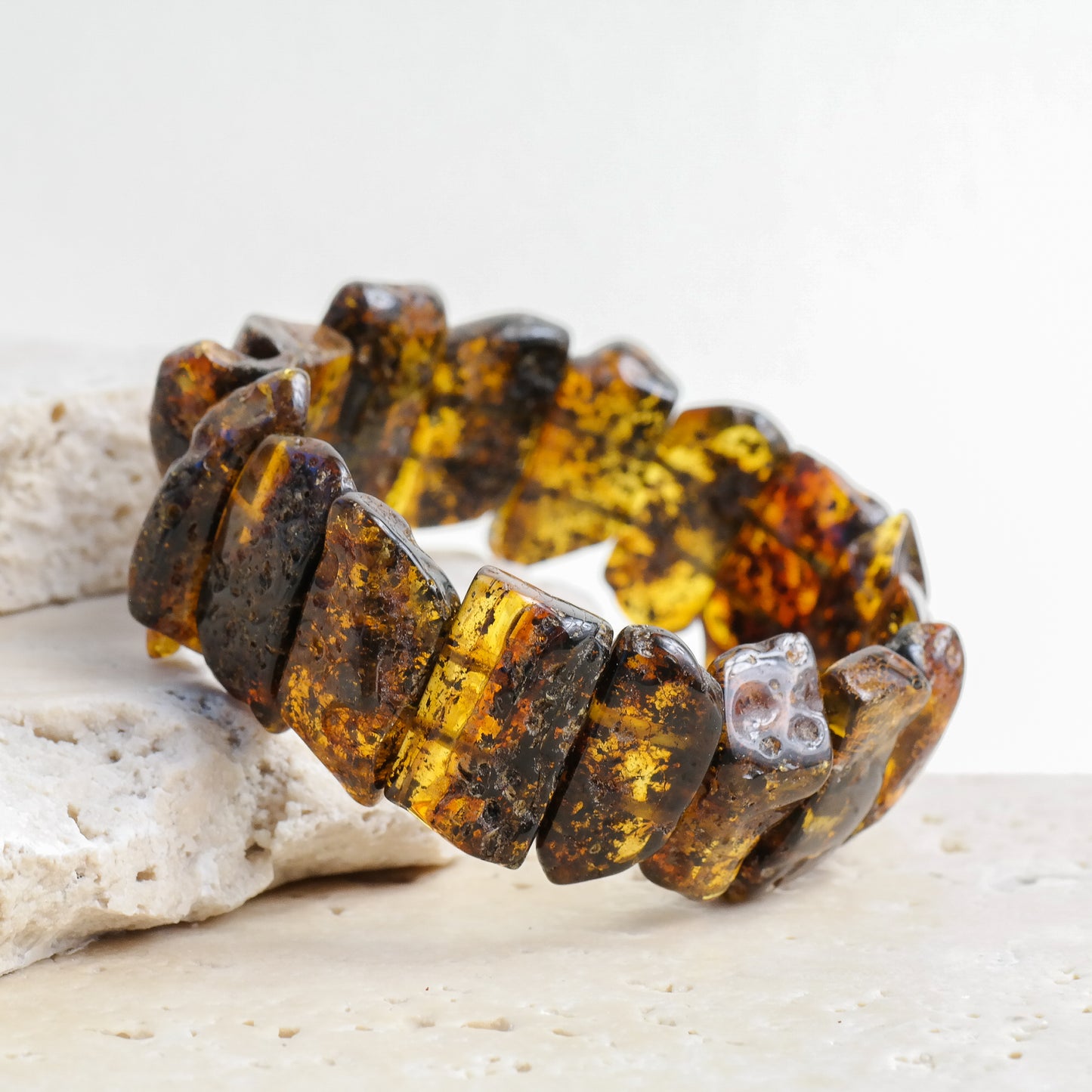 Unique natural green amber bracelet for men and women