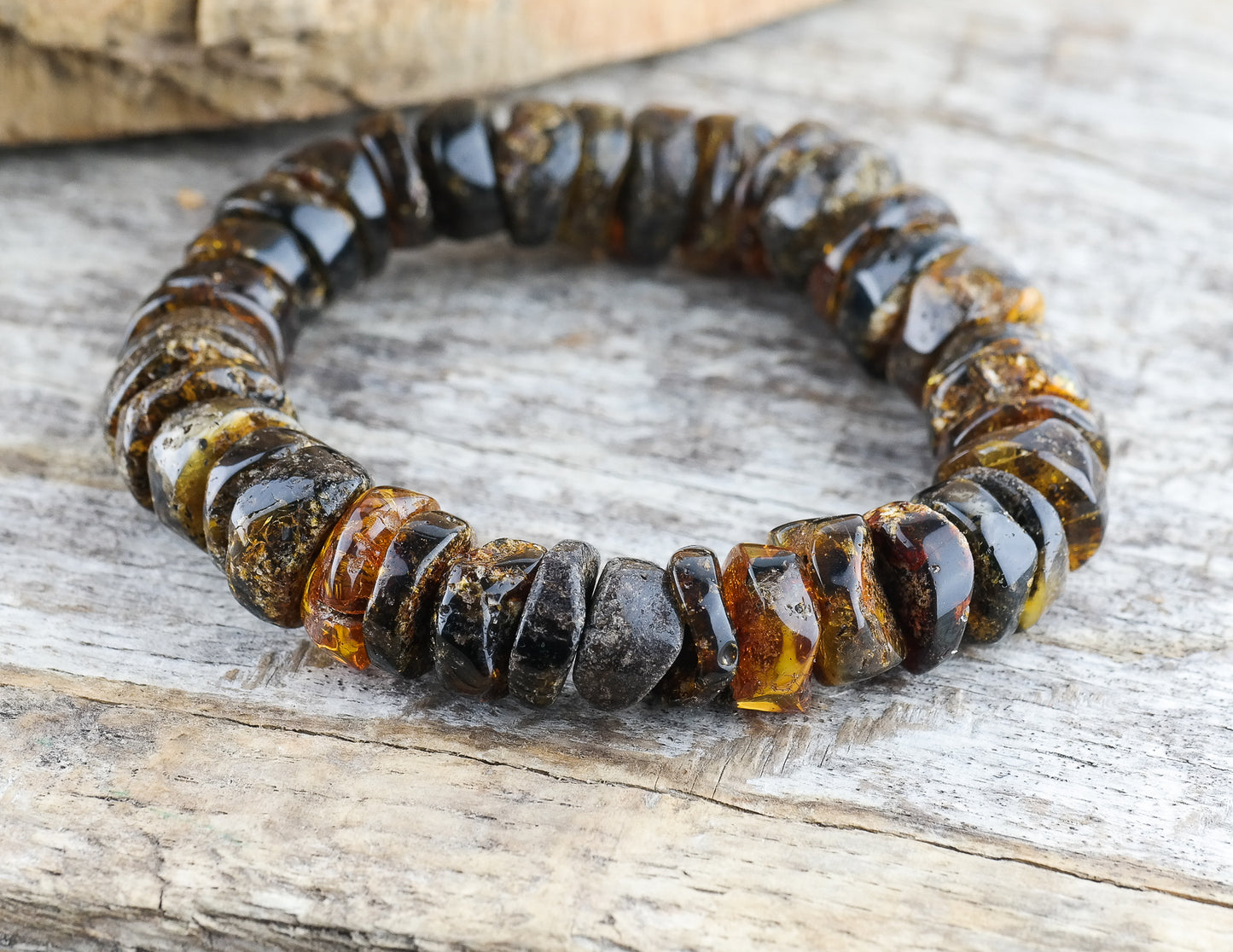Natural green amber bracelet for men and women