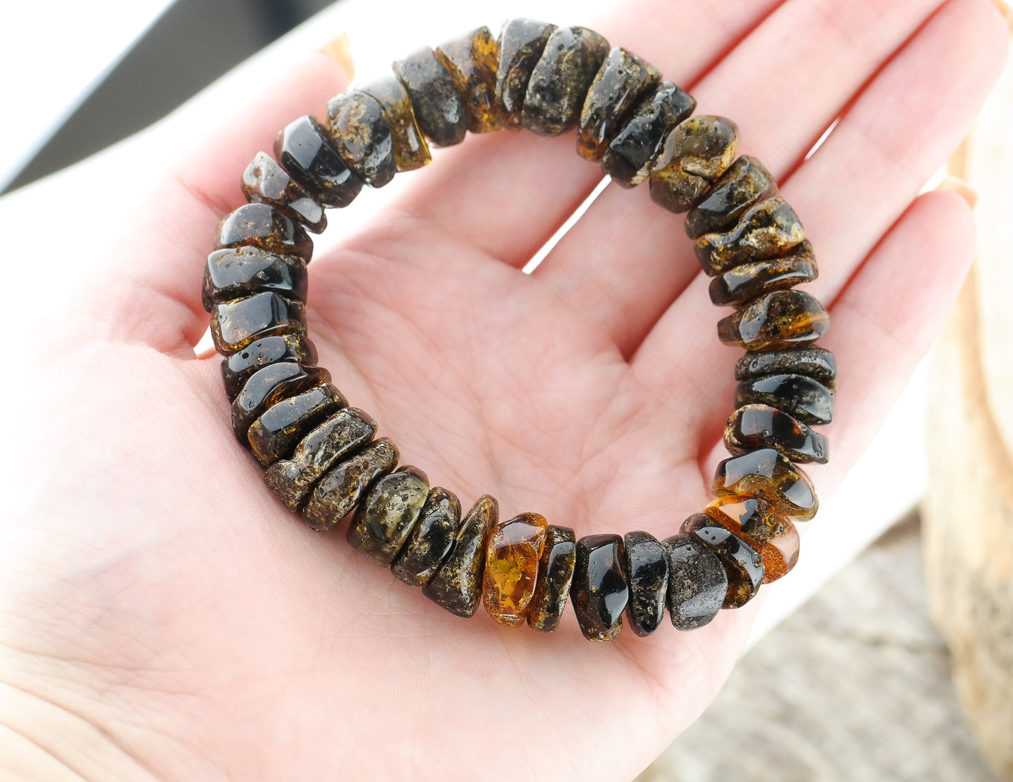 Natural green amber bracelet for men and women