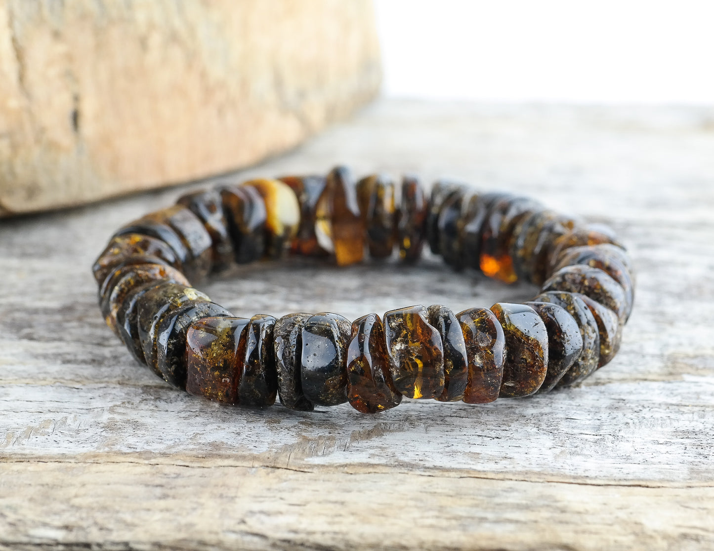 Natural green amber bracelet