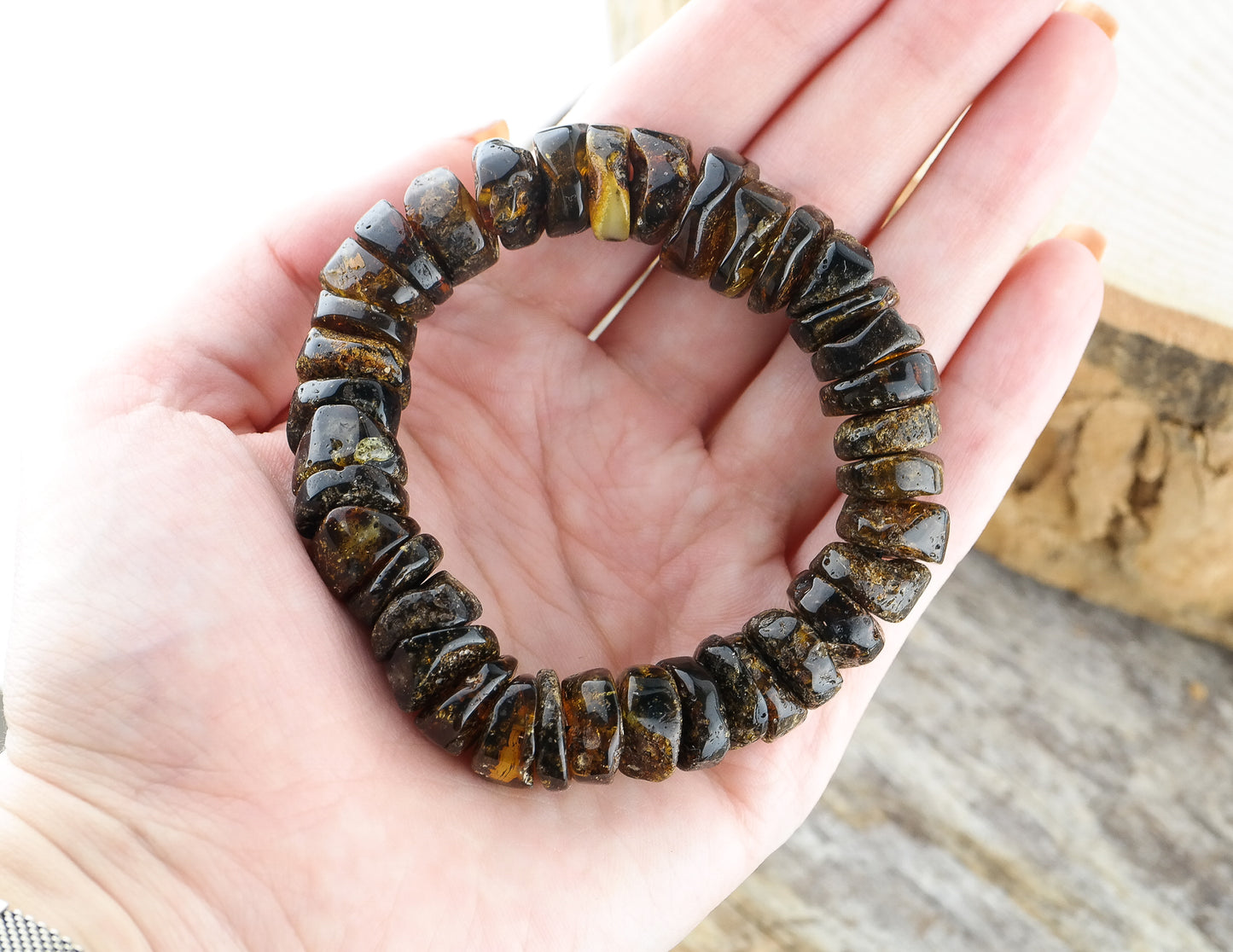 Natural green amber bracelet