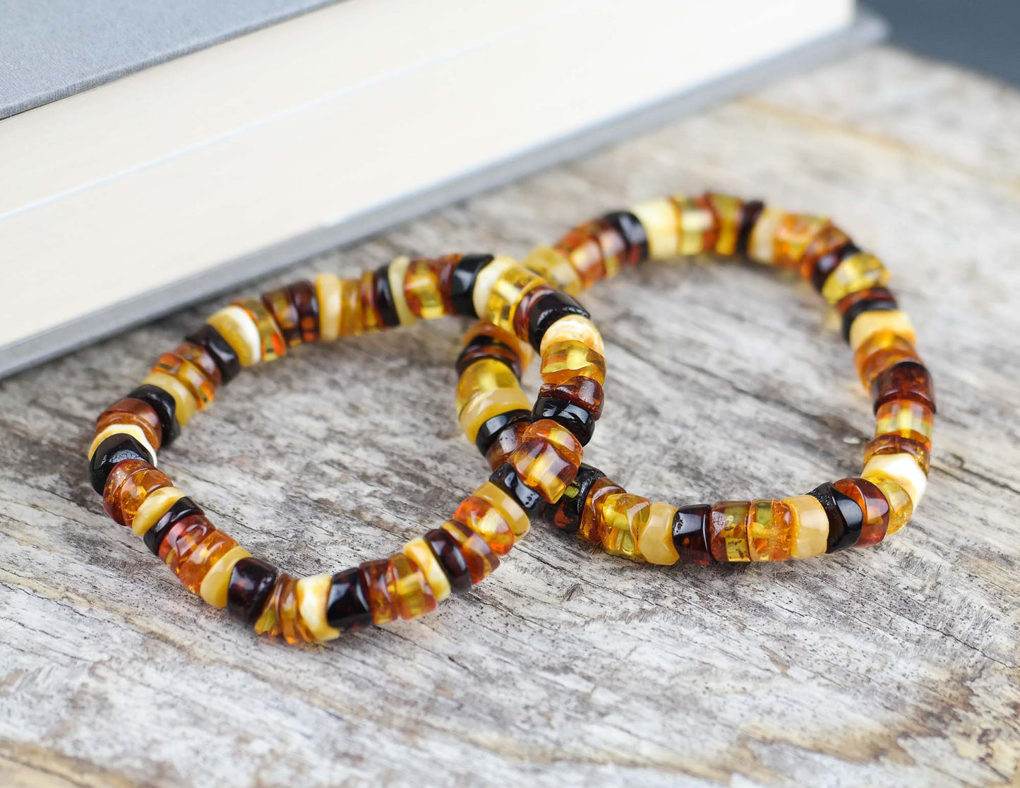 Multicolour natural amber bracelets
