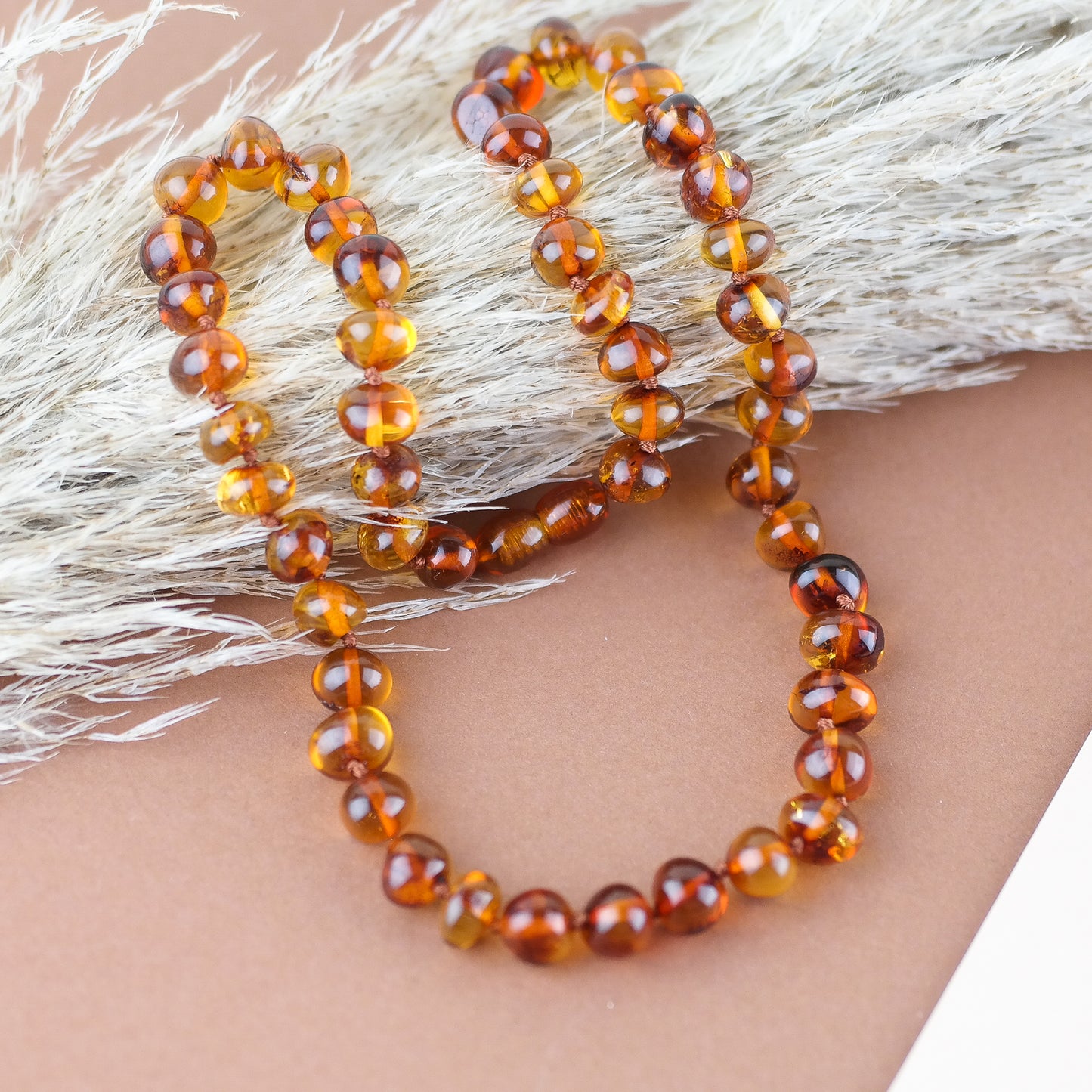 Natural Baltic amber necklace from large baroque beads
