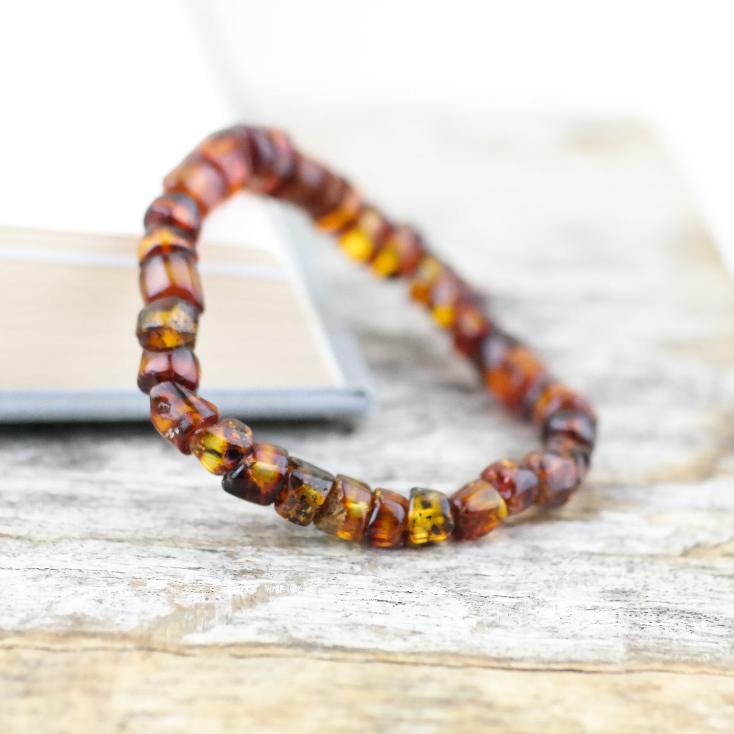 Beautiful unisex, cognac amber bracelet