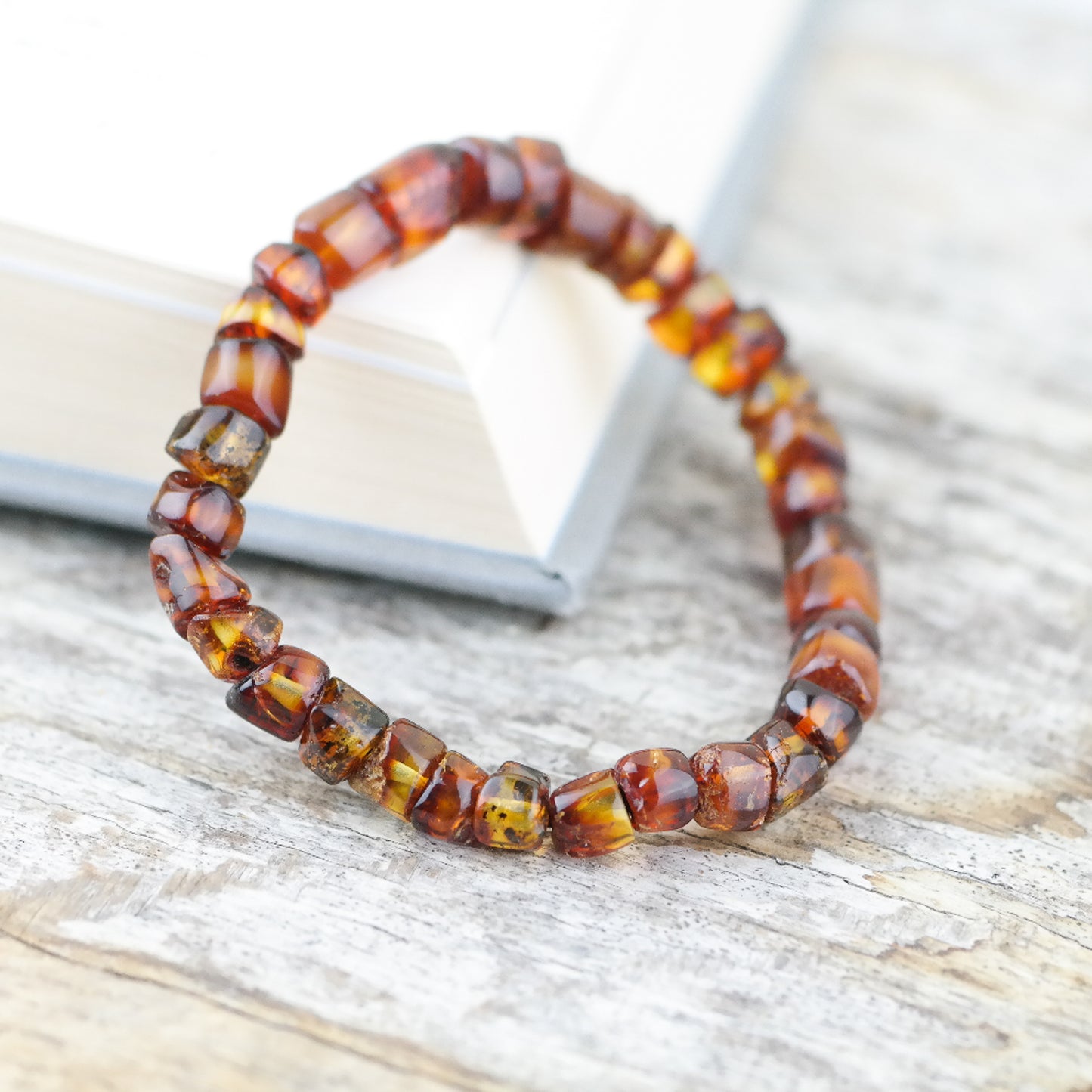 Beautiful unisex, cognac amber bracelet