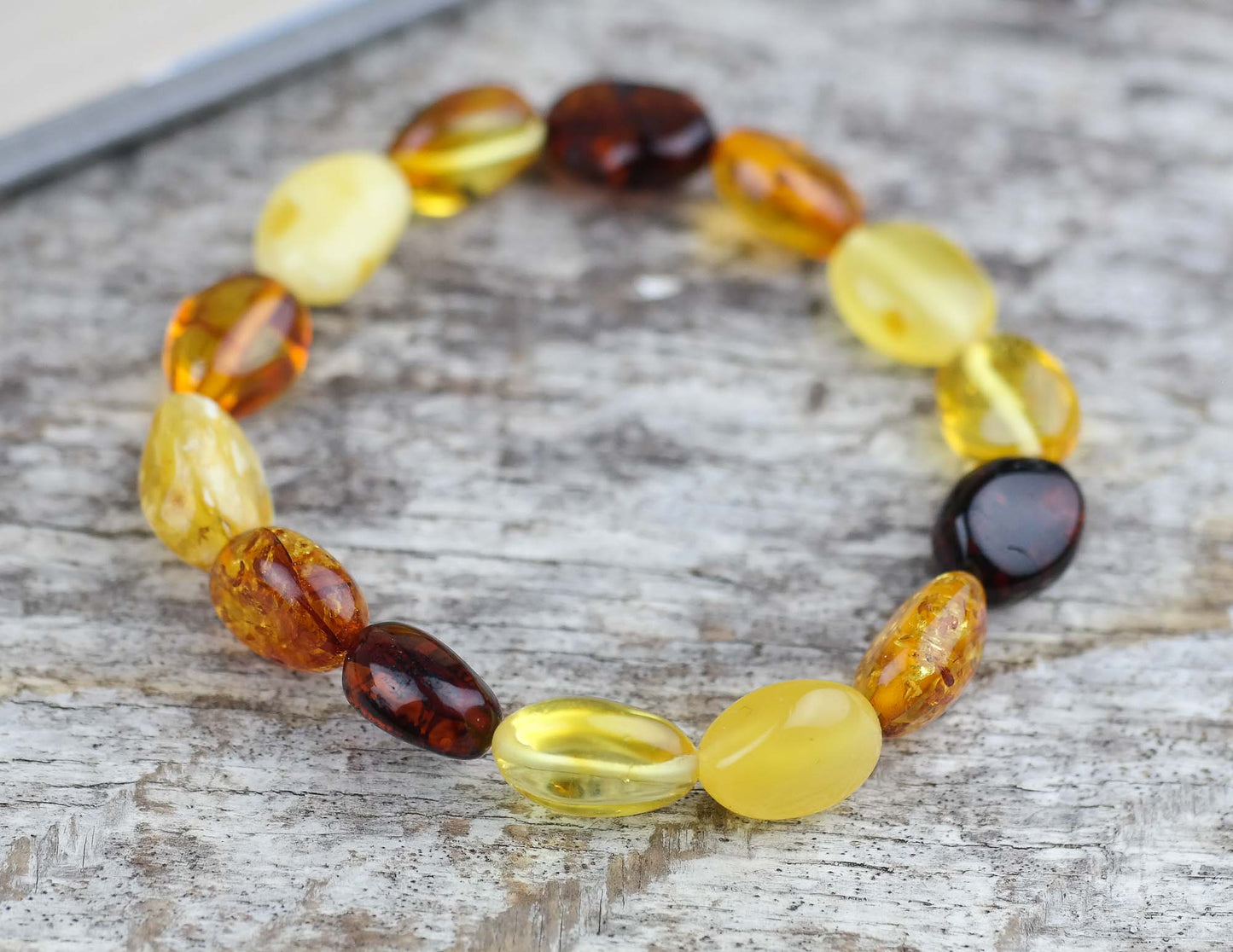 Multicolour natural Baltic amber bracelet