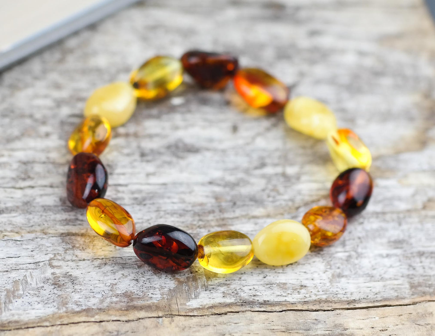 Multicolour natural Baltic amber bracelet