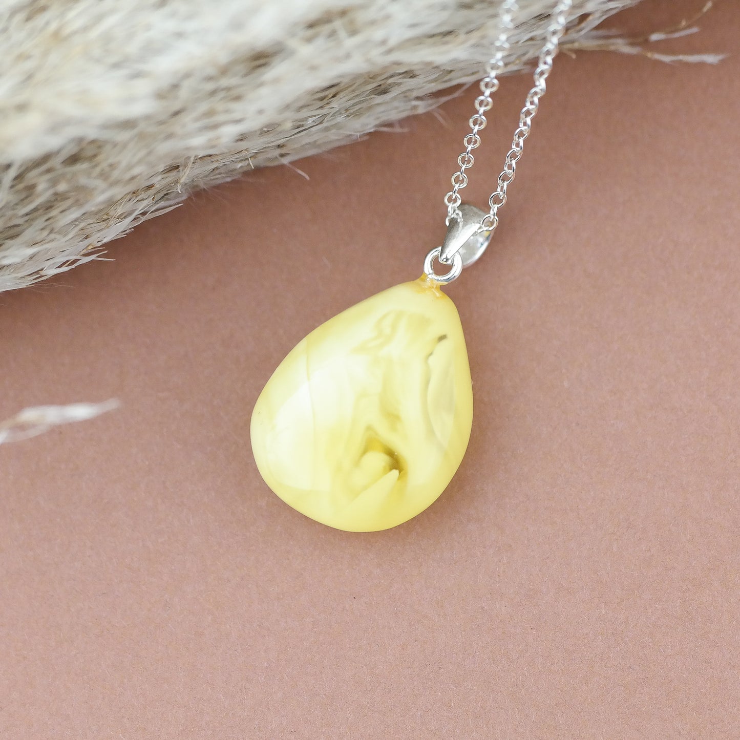 Amber butterscotch drop pendant