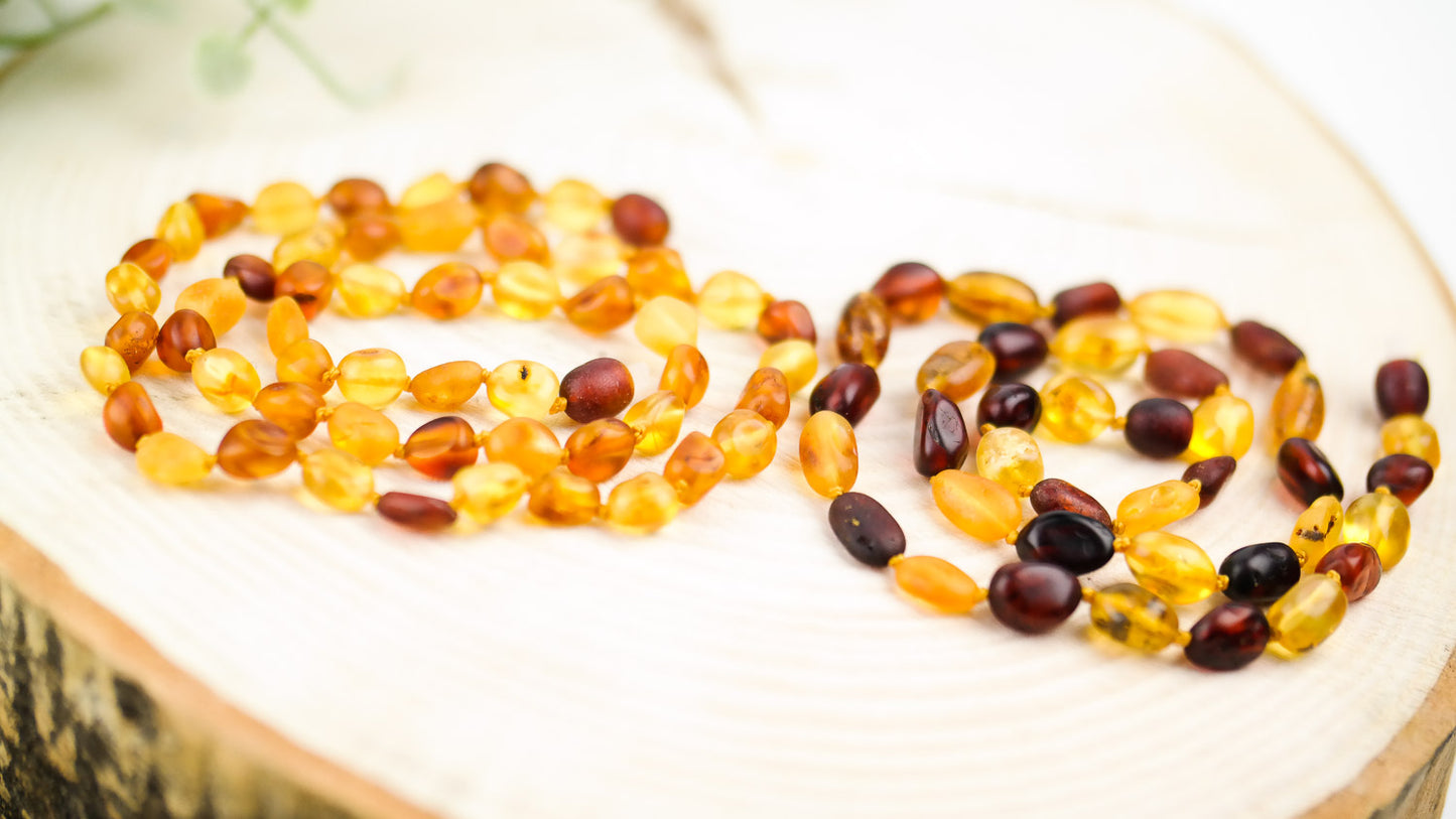 Colourful natural raw amber necklaces for women