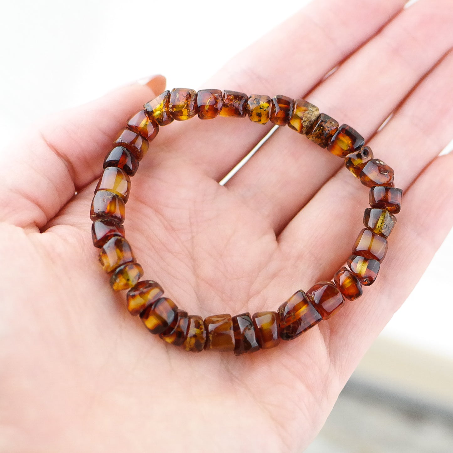 Beautiful unisex, cognac amber bracelet