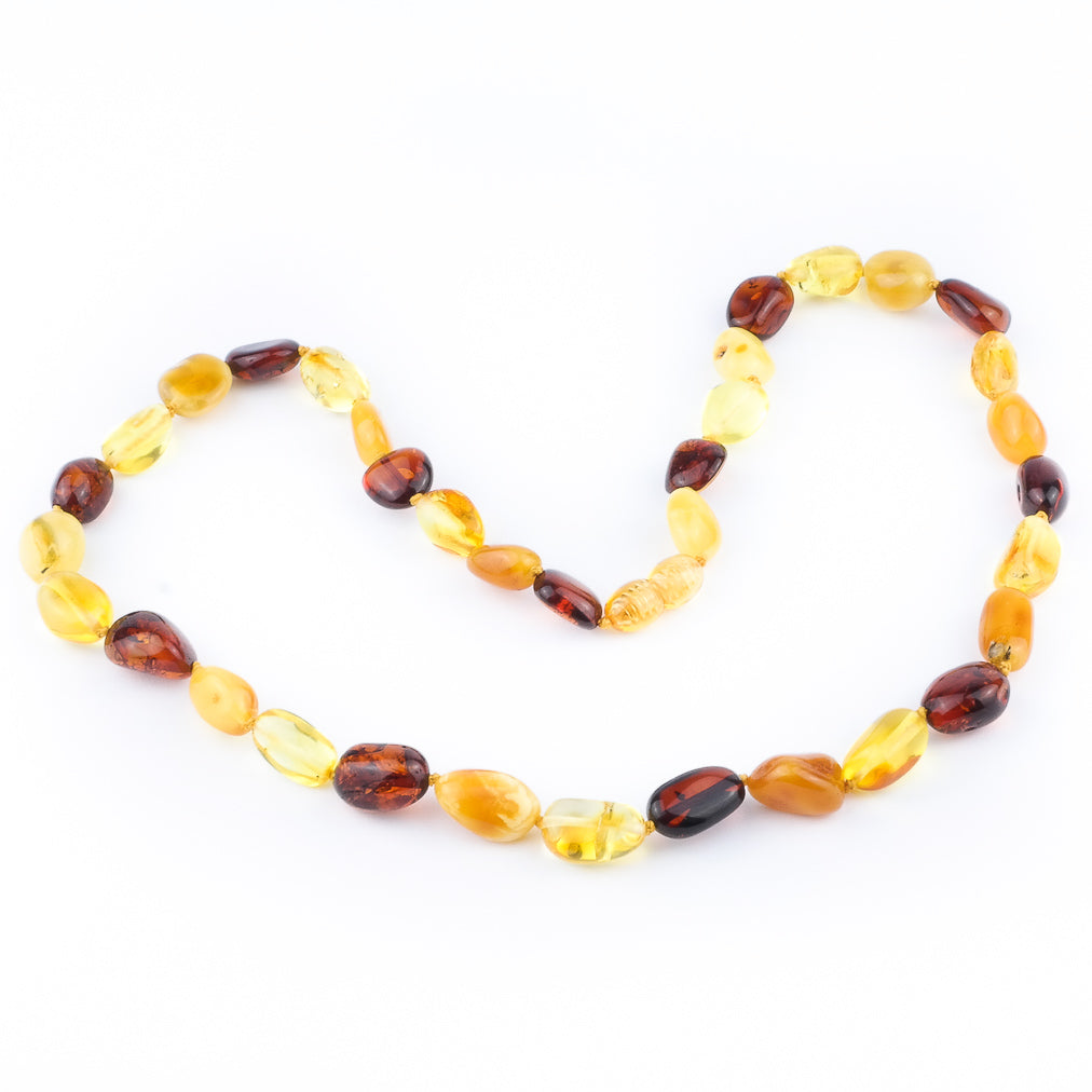 Natural Baltic amber necklace made of bean style beads