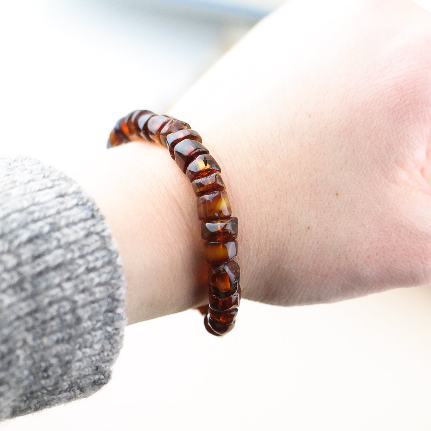 Beautiful unisex, cognac amber bracelet