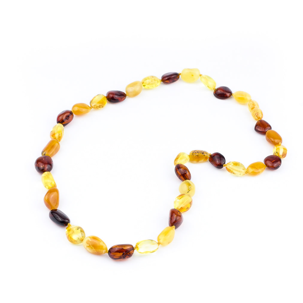 Natural Baltic amber necklace made of bean style beads