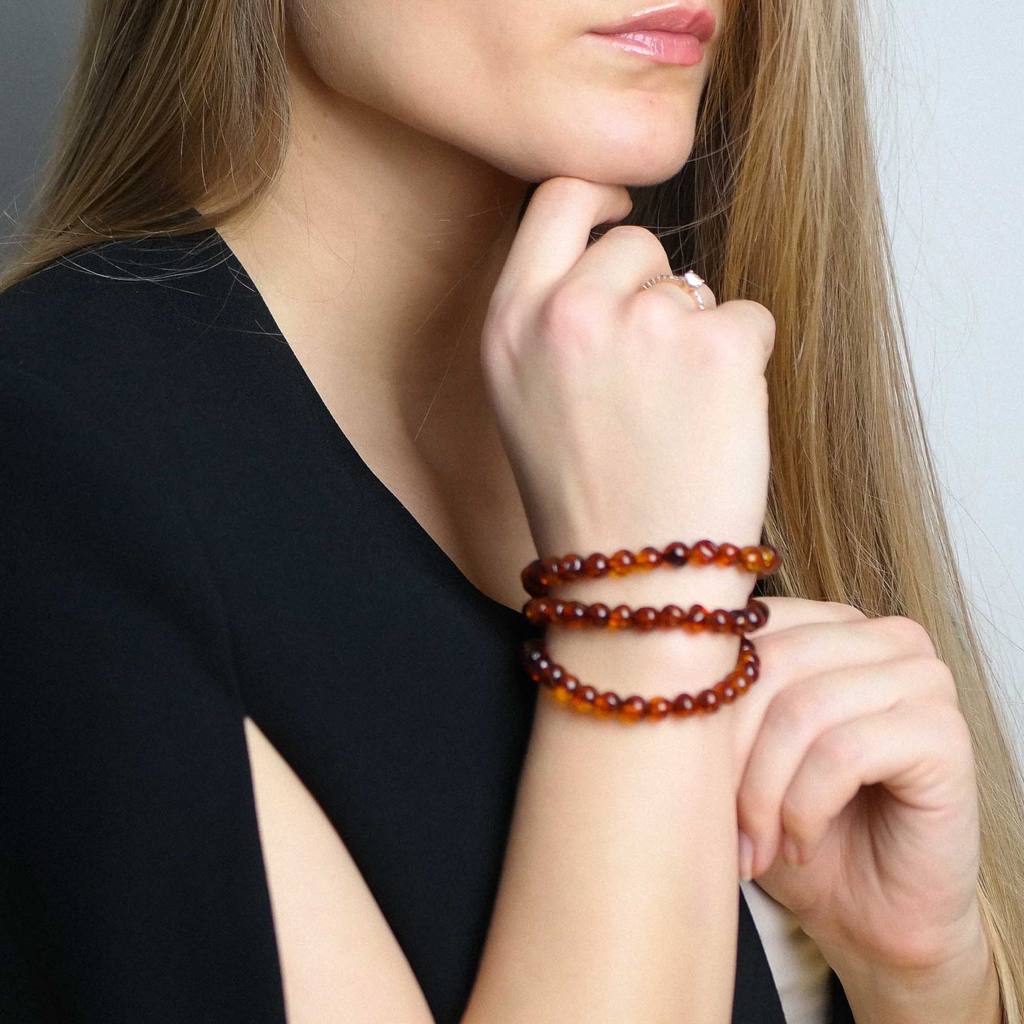 Amber bracelet from baroque beads
