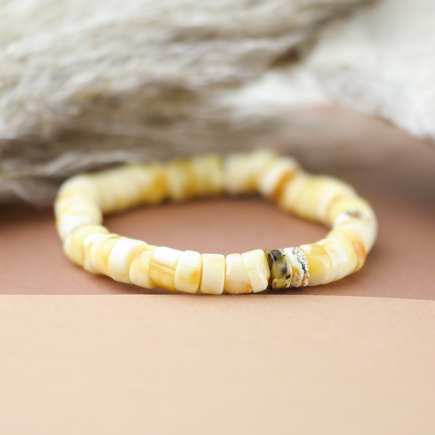 Beaded stretchy bracelet from natural amber