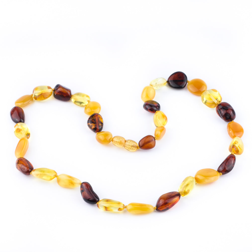 Natural Baltic amber necklace made of bean style beads