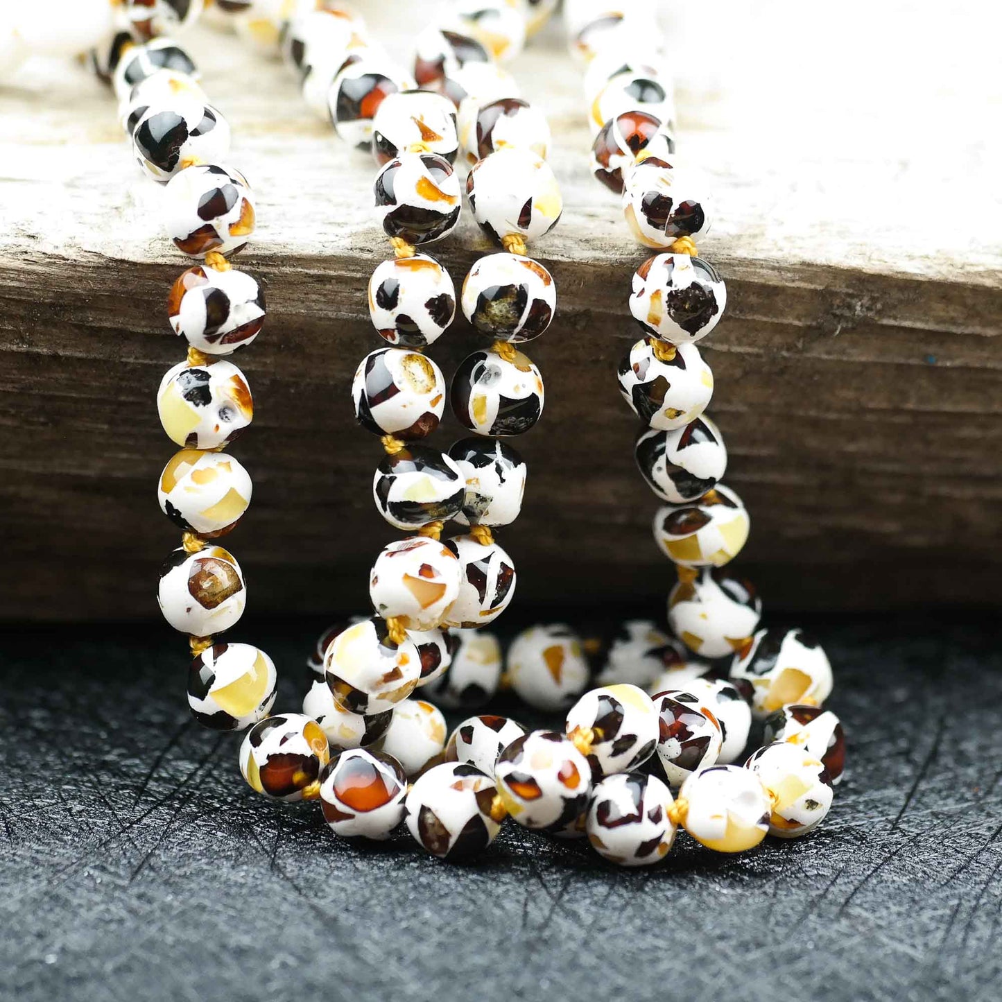 Crushed amber bead necklace