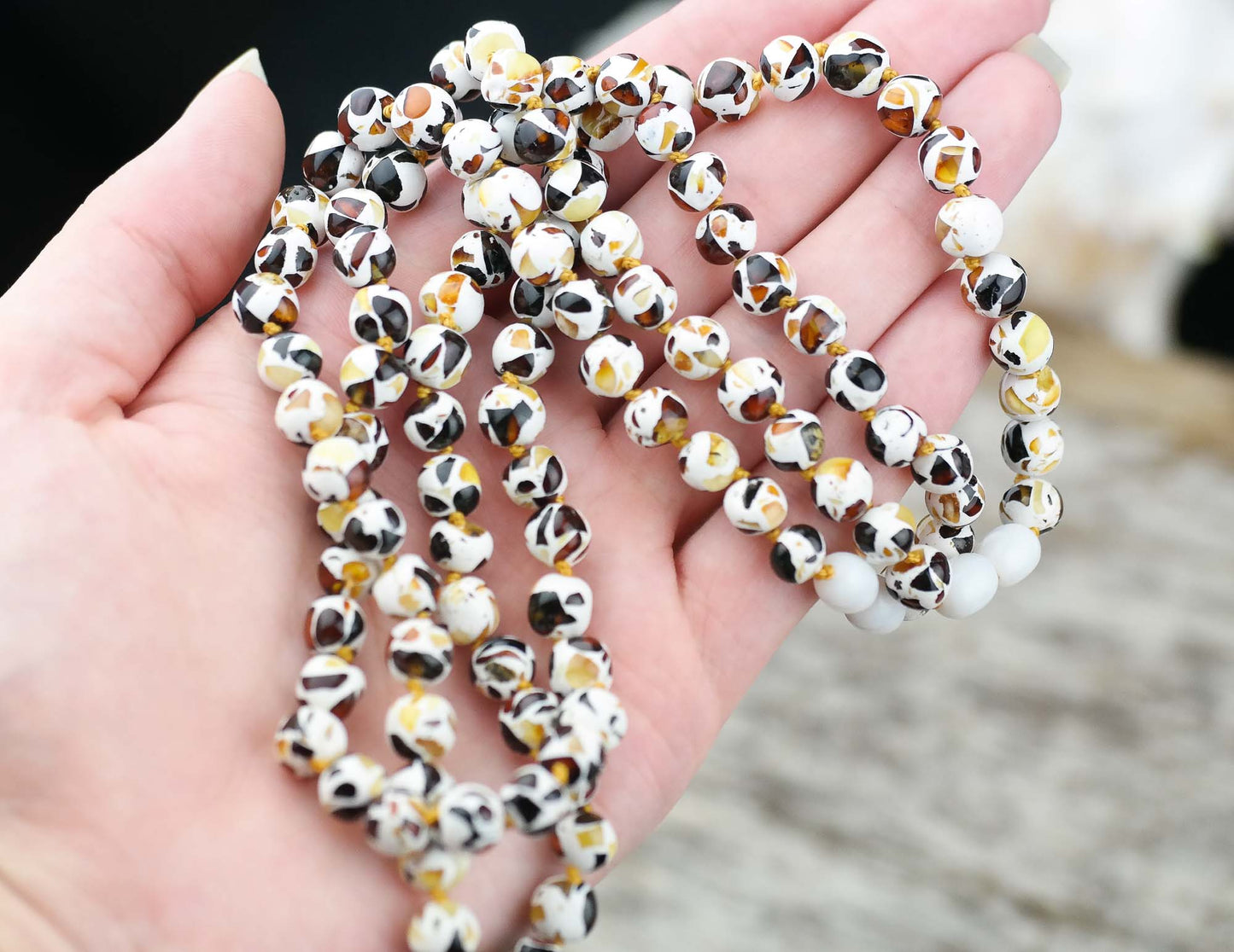 Crushed amber bead necklace