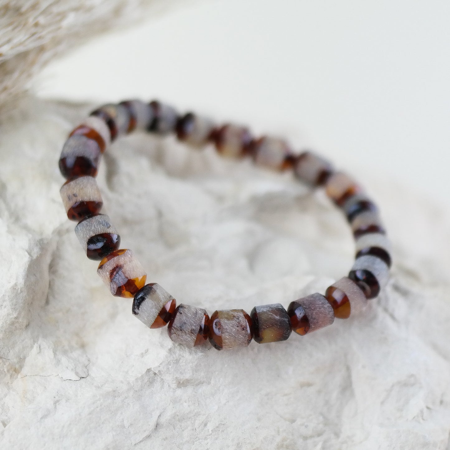 Natural raw cherry amber bracelet