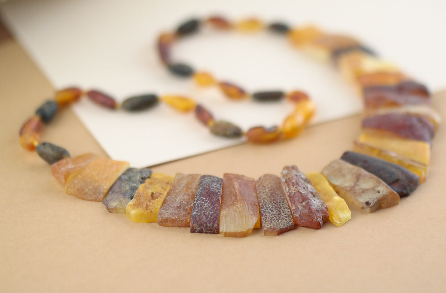 Natural raw amber statement necklace