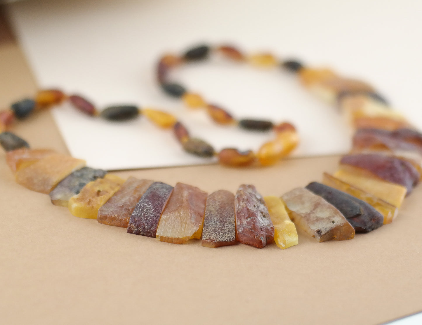 Natural raw amber statement necklace