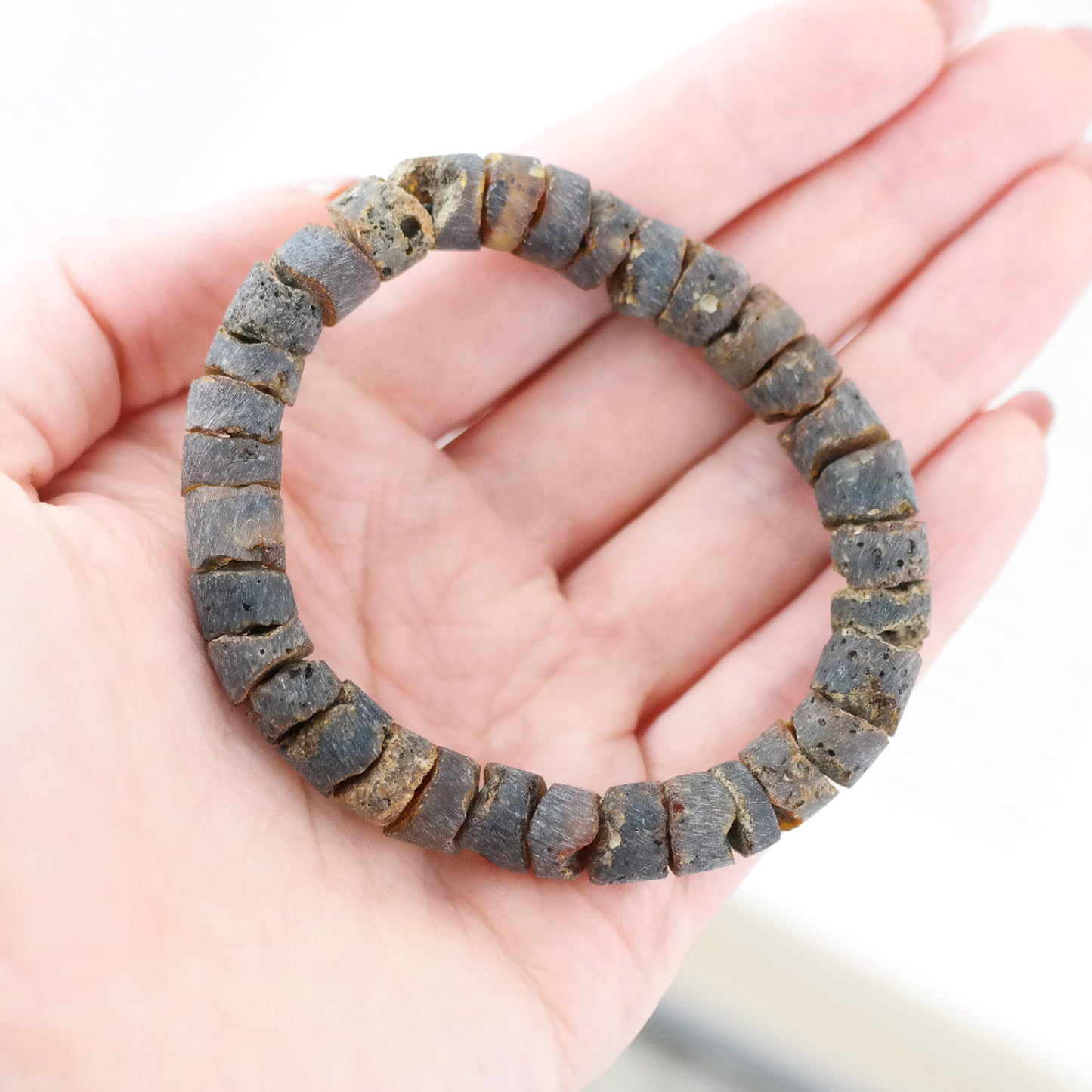 Raw Baltic amber bracelet for men or women