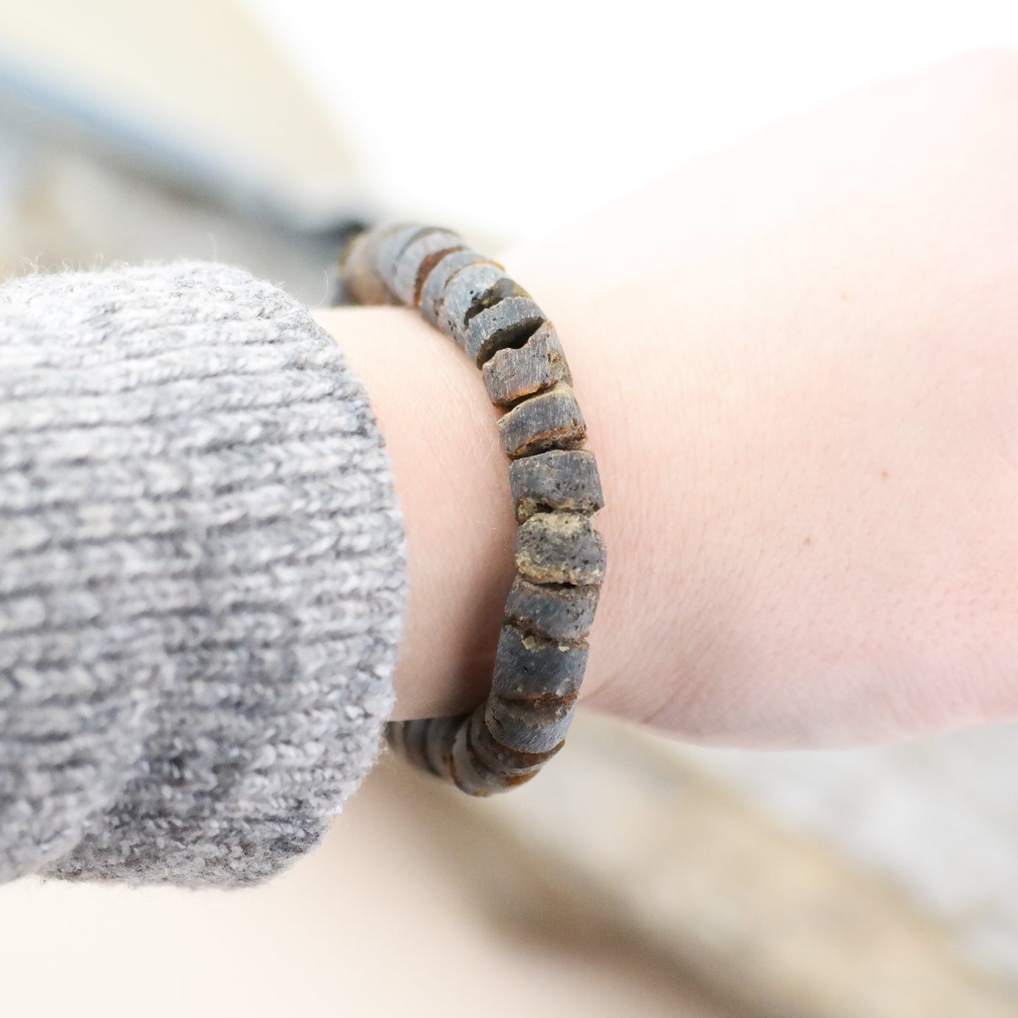 Raw Baltic amber bracelet for men or women