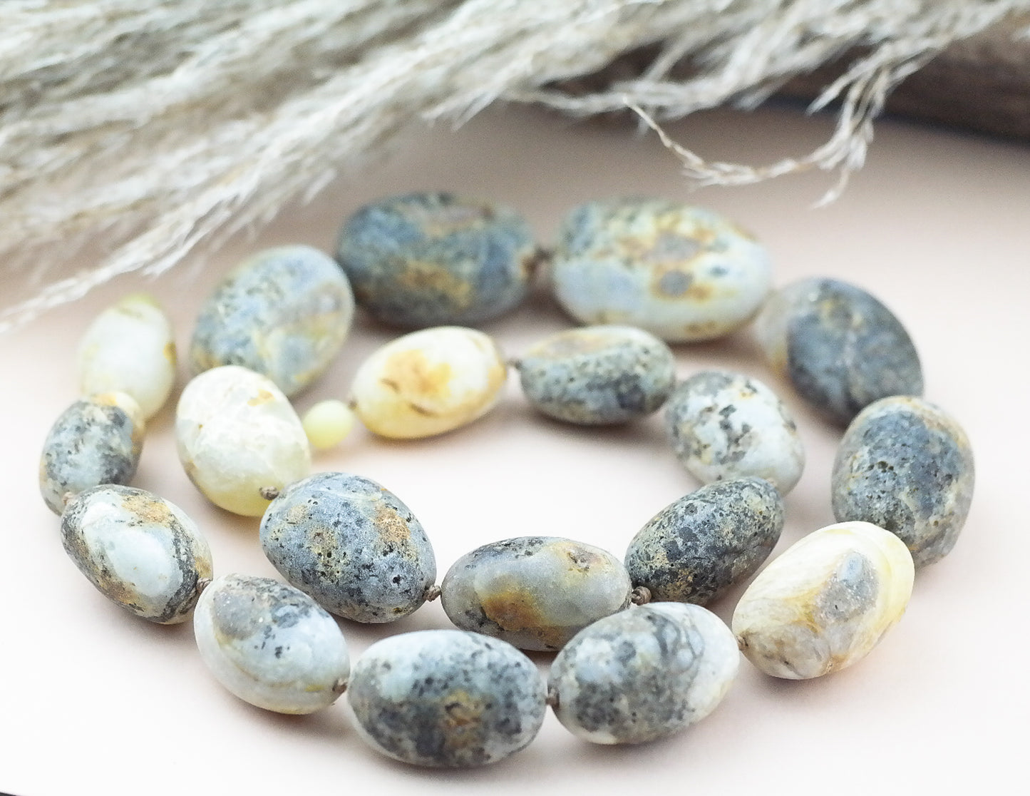 Statement necklace from natural raw amber beads