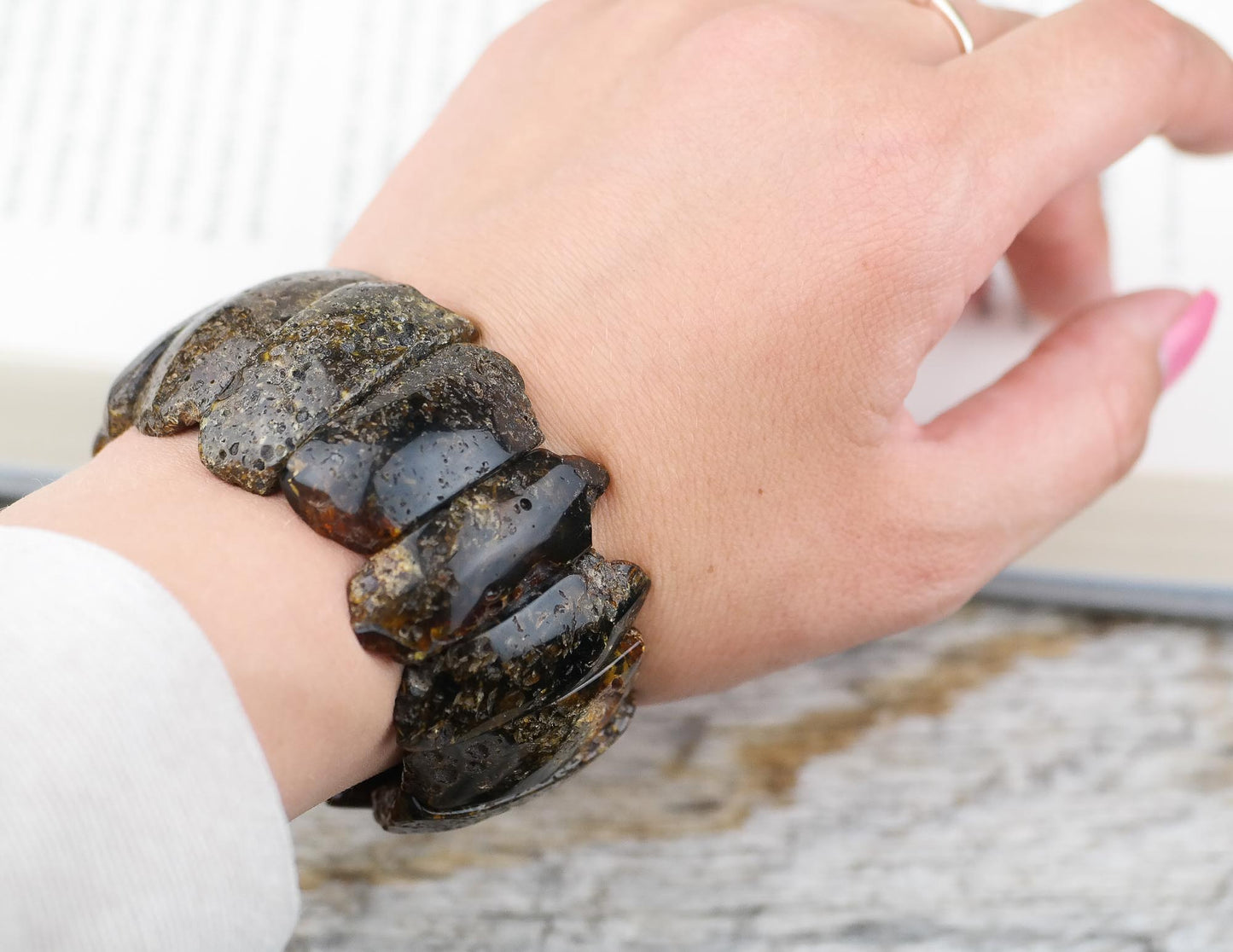 Handmade bracelet from natural Baltic amber beads