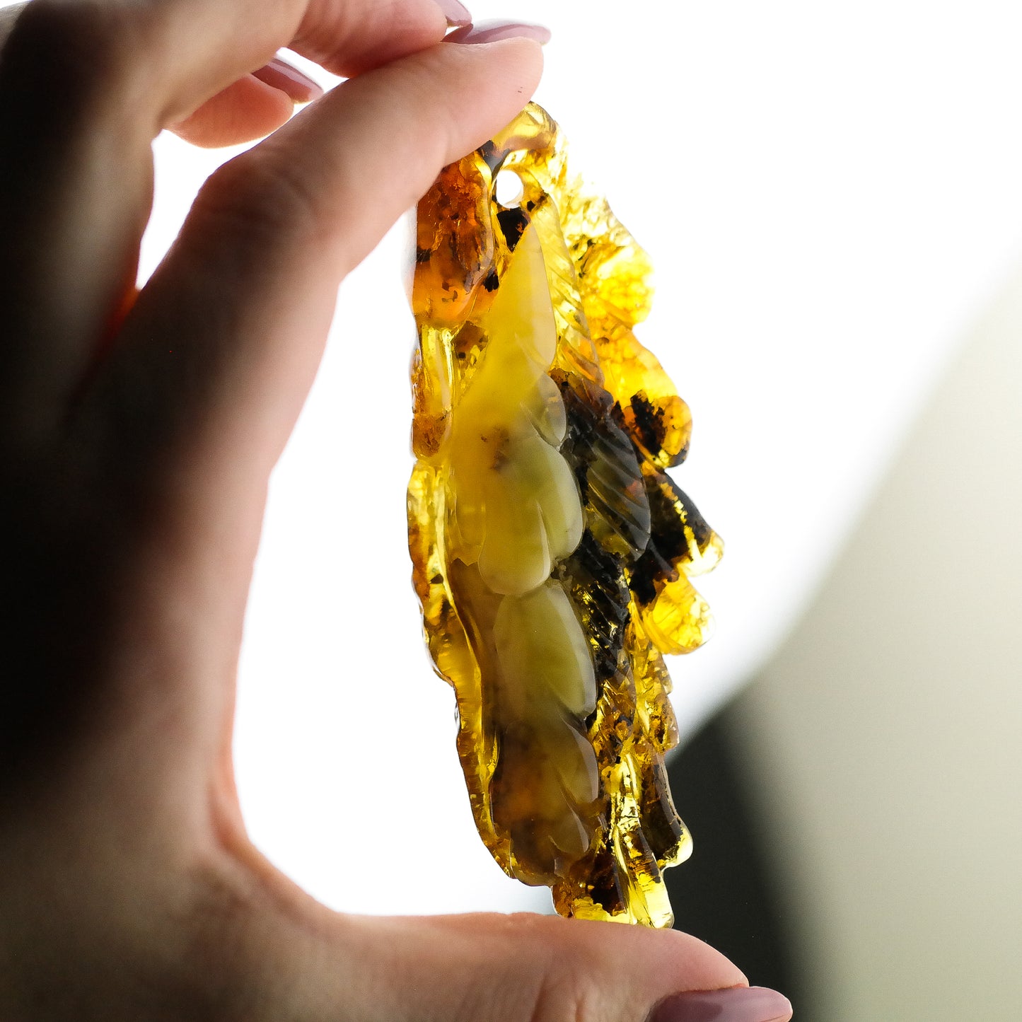 Amber angel wing pendant