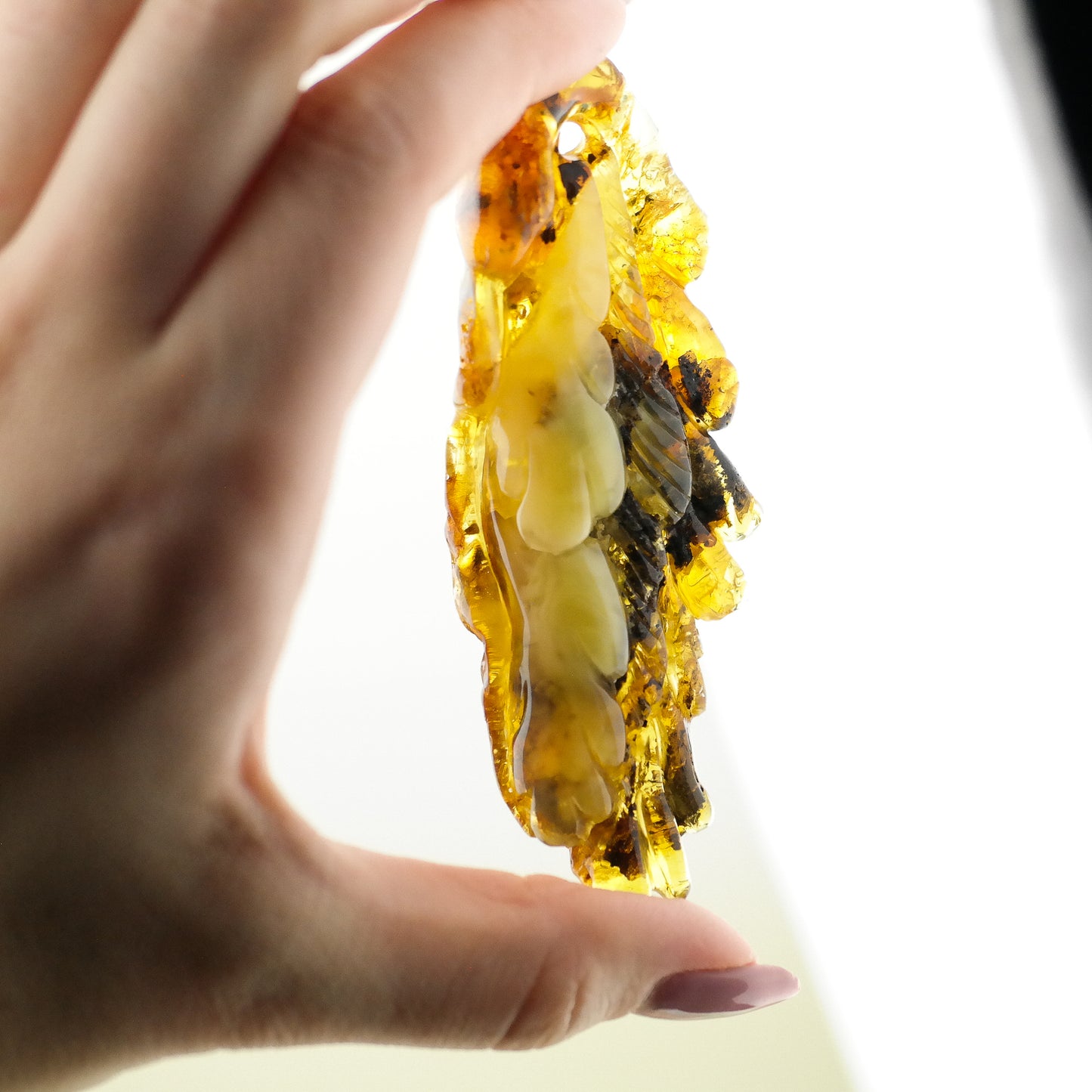 Amber angel wing pendant