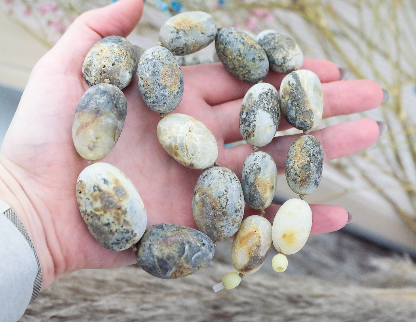 Statement necklace from natural raw amber beads