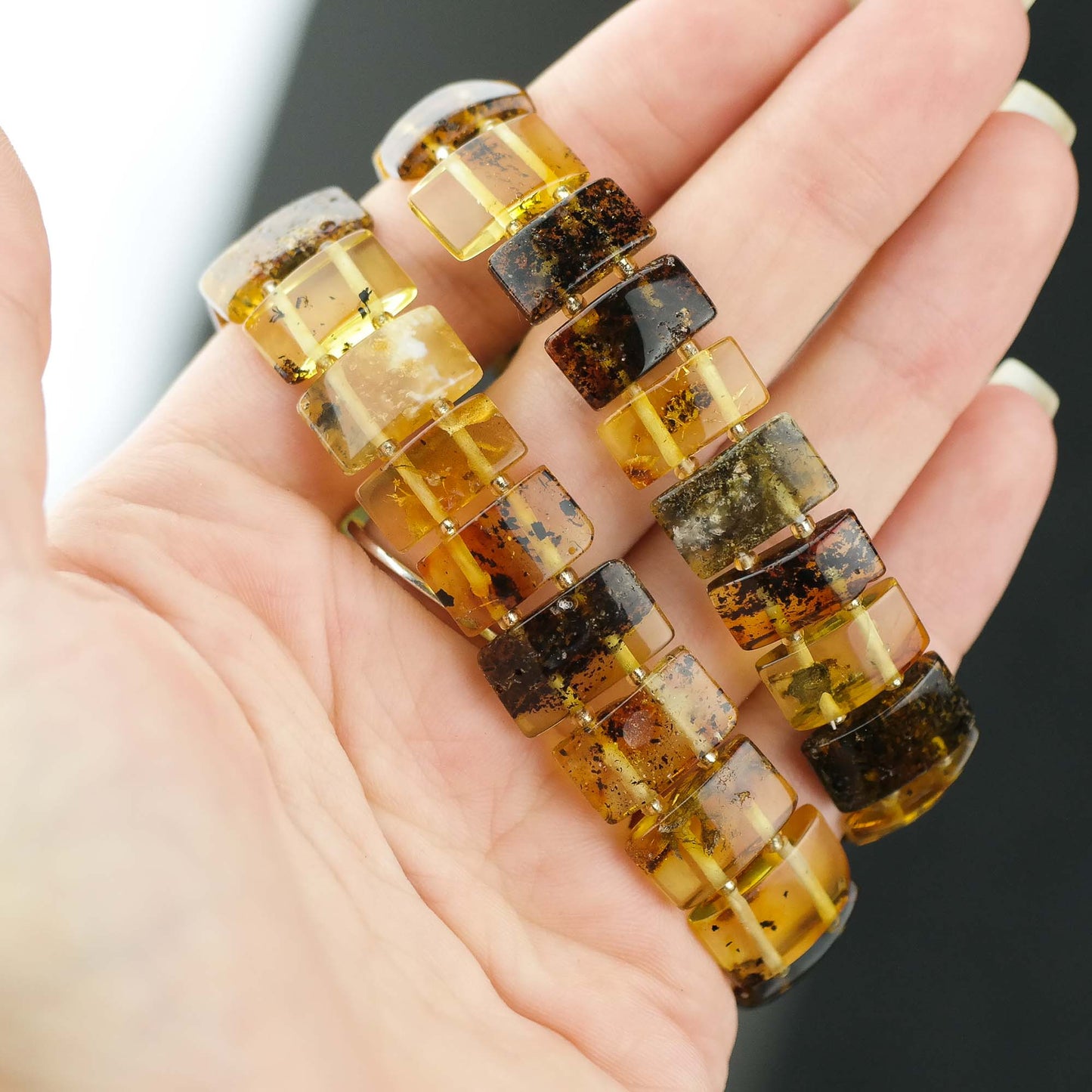 Stylish bracelets from natural Baltic amber perfect for men and women