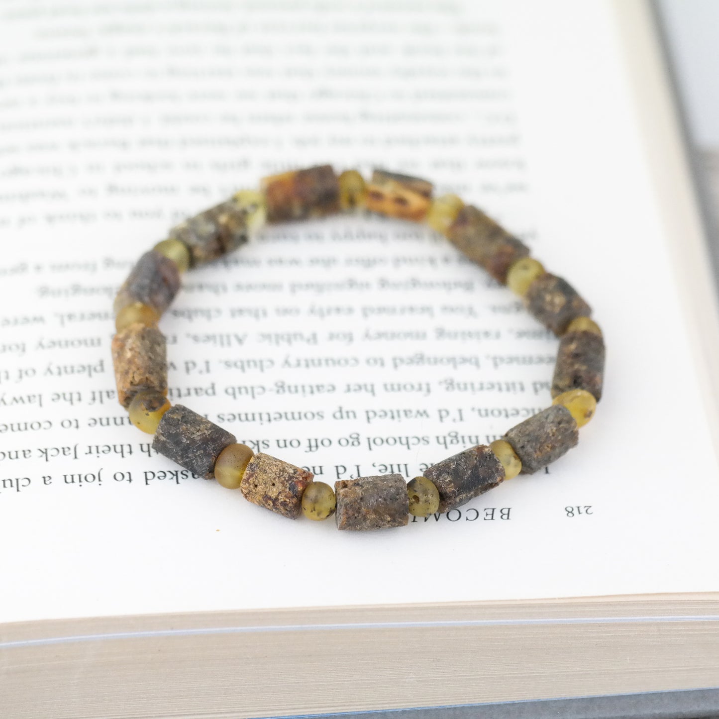 Baltic amber bracelet from tube shape beads