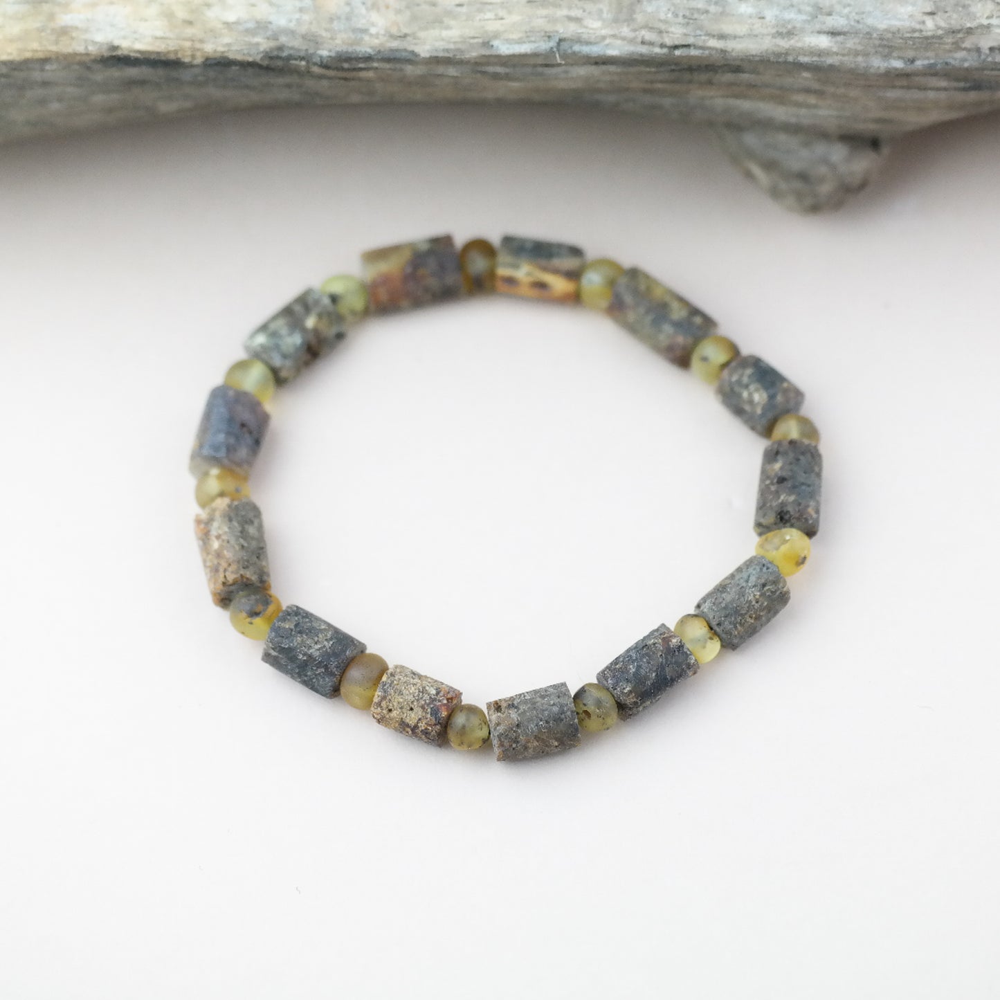 Baltic amber bracelet from tube shape beads