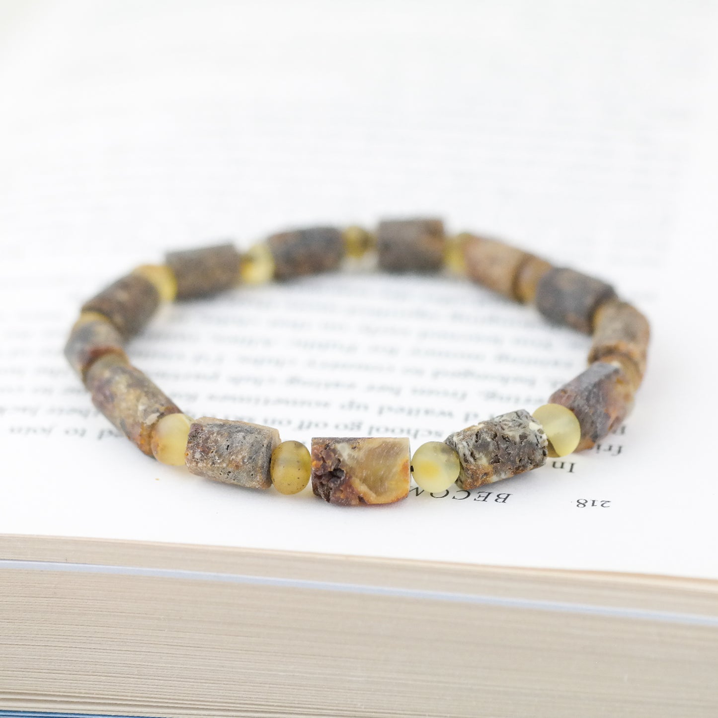 Baltic amber bracelet from tube shape beads