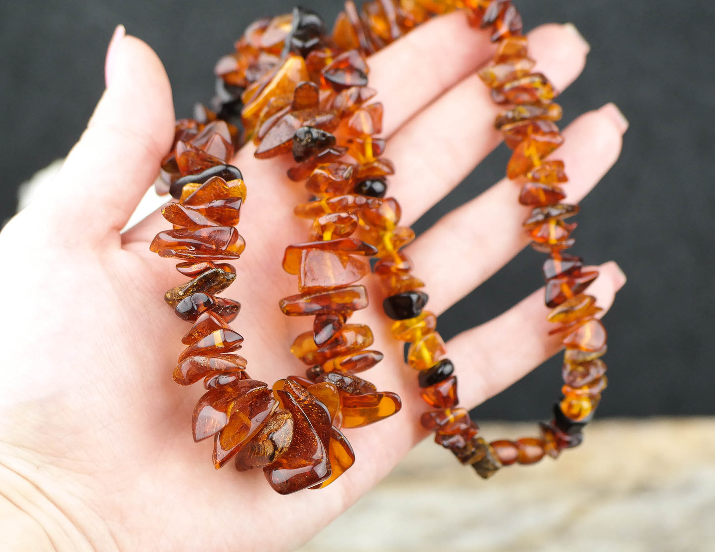 Baltic amber necklace from chip style beads