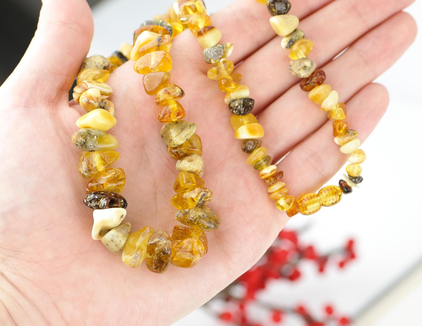 Baltic amber necklace from chip style beads