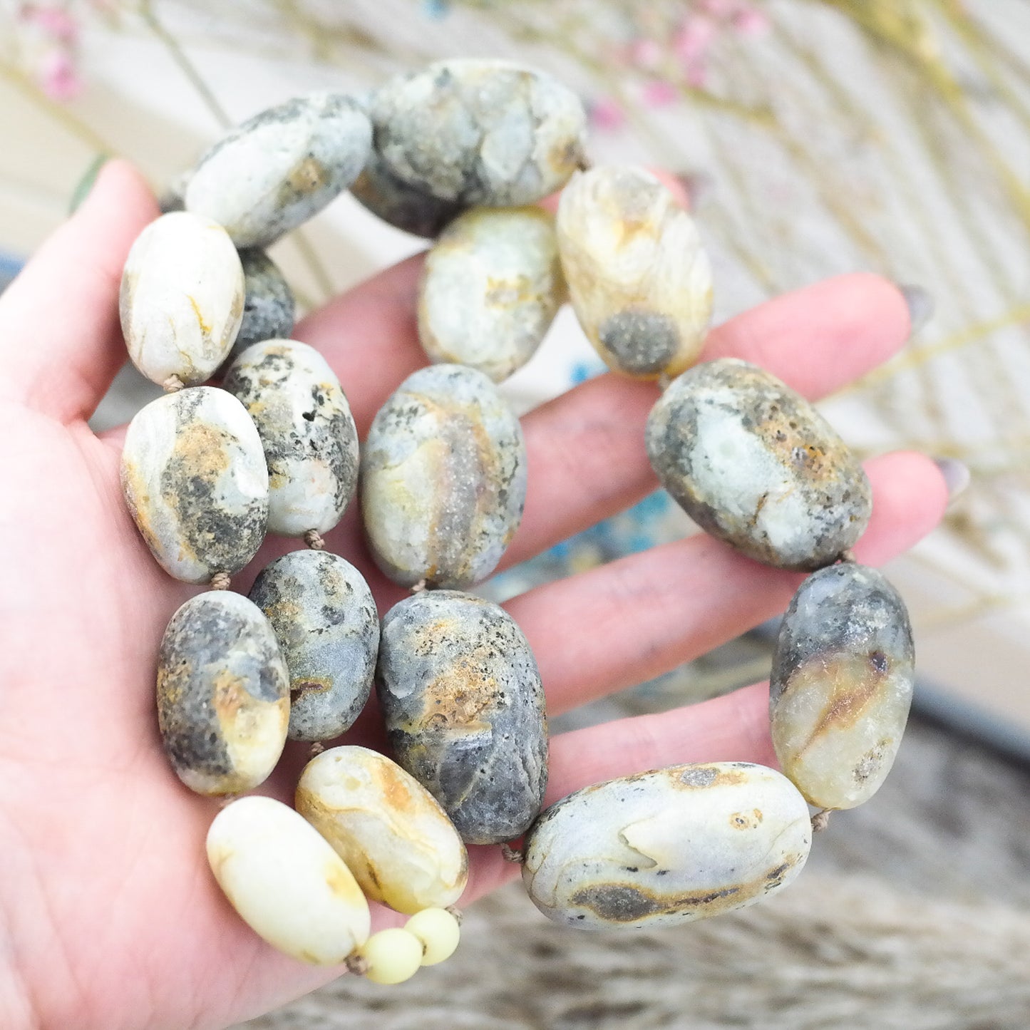 Statement necklace from natural raw amber beads