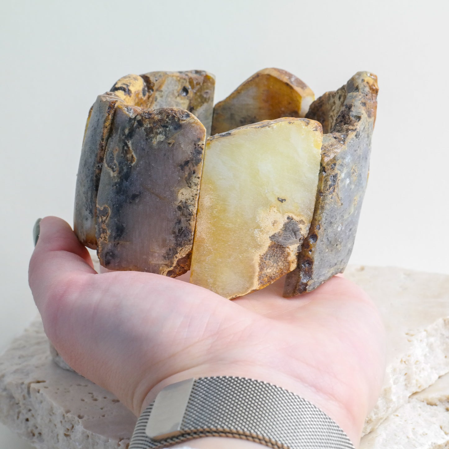 Stunning statement bracelet from natural raw amber