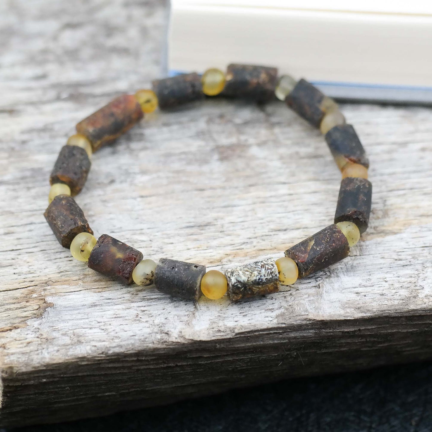 Natural bracelet from raw amber beads