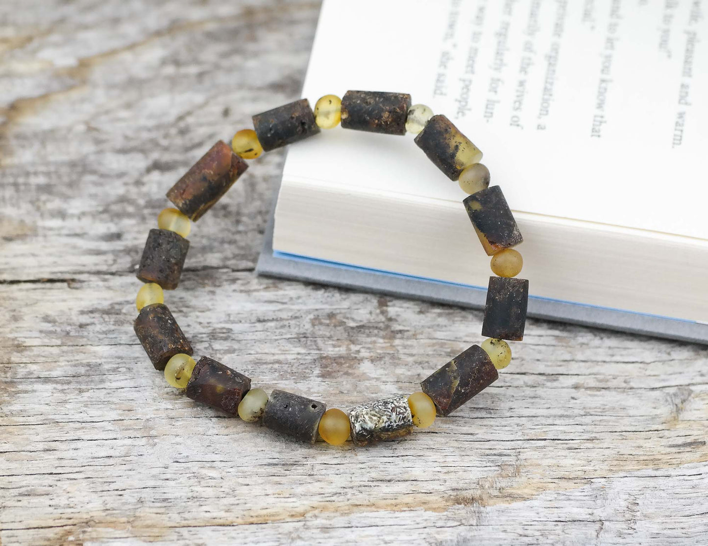 Natural bracelet from raw amber beads